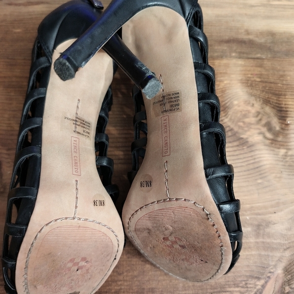 ***SOLD***Vince Camuto Fontanela Women Gladiator High Heels Black Leather Sz 8 - Picture 9 of 10